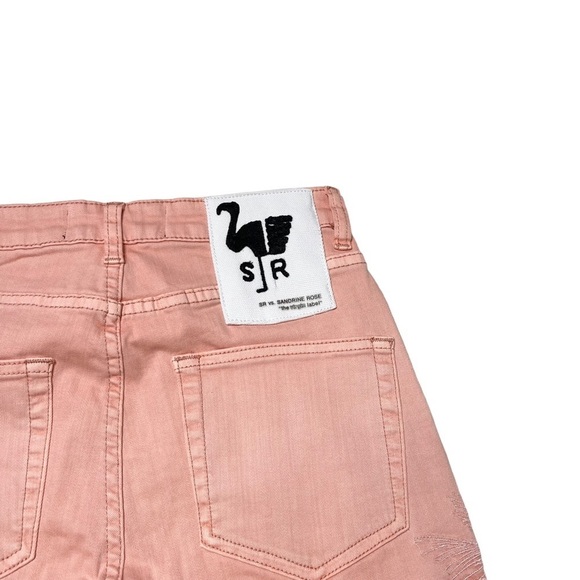 Free People X Sandrine Rose Pink Palm Tree Embroidered Skinny Jeans - Picture 7 of 9